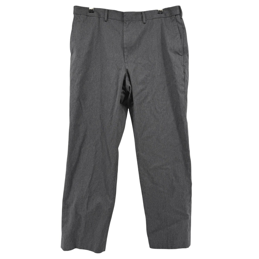 Lands End Mens 38x31 Traditional Fit Charcoal‎ Gray Pinstripe Cotton Dress Pants